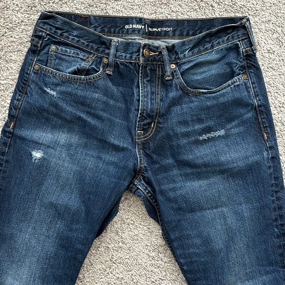 Old navy men’s slim jeans 34x30. Distressed dark blue. - Picture 2 of 7